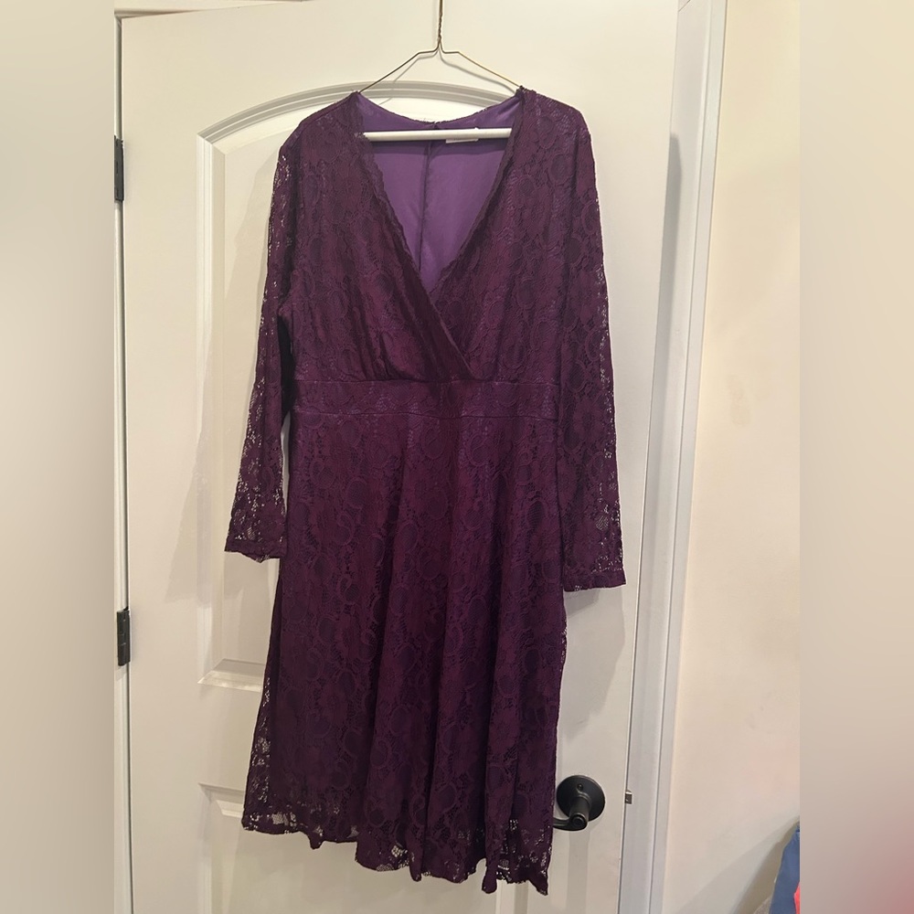 Elegant Purple Lace Dress